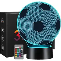 Slyrun 3D-LED-Fußball-Nachtlicht mit Fernbedienung, 7 Farben, USB-Ladung