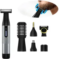 Slyrun 5-in-1 Elektrischer Rasierer, wasserdicht, USB-C Schnellladung, Präzisionstrimmer, Gesichts-, Körper-, Nasenhaare & Augenbrauen, Vulkan Grau