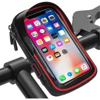 Meoiruery Wasserdichte Fahrrad-Handyhalterung, Fahrradlenkertasche, Mountainbike-Tasche mit 360° drehbarem Touchscreen für Smartphones unter 6,2 Zoll (Schwarz &