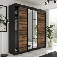 KIER FURNITURE Schiebegarderobe LAMARO mit Spiegel. Schrank Schlafzimmer 200x205x59cm