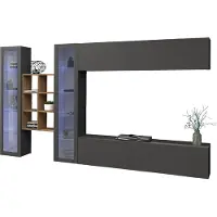 Freiraum Wohnwand >Benevent< (5-teilig) in Anthrazit matt - 320x180x30cm (BxHxT)