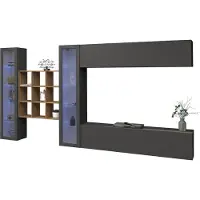 Freiraum Wohnwand >Benevent< (5-teilig) in Anthrazit matt - 350x180x30 (BxHxT)