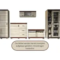 Meblomania KOMBO Wohnwand 5-teilig - Schrankwand, TV-Element, Kombi-Vitrine - Canyon Eiche