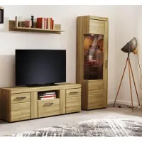 Freiraum Wohnwand >Cortina< (3-teilig) in Grandson Eiche Nachbildung - 215x195x41 (BxHxT)