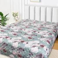 Leonado vicenti Tagesdecke Überwurf Bettüberwurf 220x240 Rosa Sofaüberwurf Blumen Rosen Bordeaux Grün Gesteppt Wattiert warm