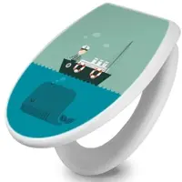 Banjado Toilettendeckel Mit Absenkautomatik WC-Sitz Soft Close Weiß Hygienischer Duroplast Leichte Montage Mit Motiv Rettet Die Wale