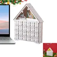 Slyrun Advent Countdown Dekohaus 24 Schubladen, LED-Illumination, Kinder Geschenk, 33×27×5,5 cm