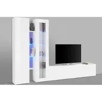 Freiraum Wohnwand >Benevent< (4-teilig) in Weiß Hochglanz - 280x180x30 (BxHxT)