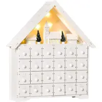 Slyrun Adventskalender Weichnachtsdekoration Weihnachtsdeko, 24 Schubladen, LED-Lichter, 39 cm x 9 cm x 42 cm, Wei? + Grš¹n