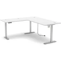 Freiraum Eckschreibtisch >Santorin< höhenverstellbar, Weiß - 185x72x177cm (BxHxT)