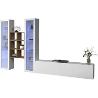 Freiraum Wohnwand >Benevent< (4-teilig) in Weiß Hochglanz - 320x180x30 (BxHxT)