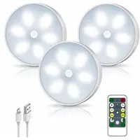 Slyrun 3x LED Nachtlicht,Vitrinenbeleuchtung Unterbauleuchte Kabellos LED,Lichter Nachtlichter,mit Bewegungsmelder & Fernbedienung,mit Timer & Klebepad