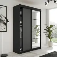 KIER FURNITURE Schiebegarderobe LAMARO mit Spiegel, Schrank Schlafzimmer, 138x205x59cm