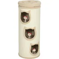 Dopwii Katzenkratzfass, 96 cm, 4-Ebenen-Katzenturm mit waschbarem Bett, 3 Schlafhöhlen, Hängespielzeug, für mehrere Katzen Grau