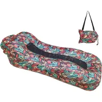 Topchances Aufblasbare Liege Luftsofa Hängematte, wasserdichte Camping Matratze Luftbett Luftcouch Für Strand, Reisen, Hinterhof, See, Picknicks und Indoor,Rot