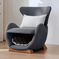 Great han Designer-Loungesessel im Walhai-Look – Haustierfreundliches Einzelsofa mit Katzenhöhle, kratzfester Stoff, moderner Fernsehsessel, Grau