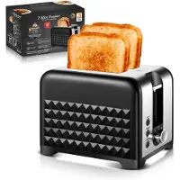 Traumheim Toaster 2 Scheiben, Toaster mit Auftau/Aufwärm/Schnellstoppfunktion, 7 Bräunungsstufen, mit Krümelschublade,Toaster schwarz,für Bagels,Croissants,Brot