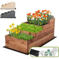 MODO24 Hochbeet Holz, Pflanzkasten, Massivholz, Kiefer, Kräuterbeet, Blumenkasten, Garten, Terrasse, 54x60x120 cm, Braun, ZP07