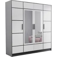 KIER FURNITURE Viertüriger Kleiderschrank Roj4D - 206,4x205x39 cm Weiß