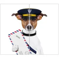 Banjado Herdabdeckplatte Glas 2 Teilig Je 30x52CM Schneidebrett Herdabdeckung Mit Motiv Postbote Jack Russel