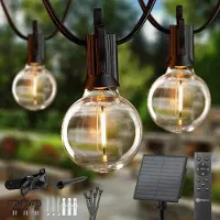Topchances Solar-Lichterkette für den Außenbereich 3W/mit 30X G40 Birnen Solar/USB-Betriebene Solar Lichterkette Glühbirnen mit Fernbedienung Für Pavillon, Garten, Balkon,Hochzeit Party