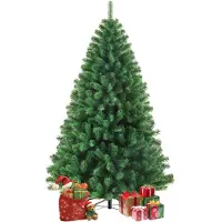 Xdovet Künstlicher Weihnachtsbaum tannenbaum 180 cm mit 900 Zweigen – Dichte PVC-Nadeln, Stabiler Metallfuß & Inklusive Lichterkette