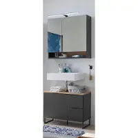 Preisbrecher Badezimmer-Set >Denver< (2-tlg.) in schwarz / Evoke Eiche Nachbildung - 80x195x35 (BxHxT)