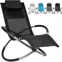SWANEW Gartenliege LiegestuhlLiege Balkon Relaxliege Deckchair mit Armlehne Liegestuhl Schwarz