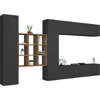 Freiraum Wohnwand >Benevent< (5-teilig) in Anthrazit matt - 350x180x30 (BxHxT)