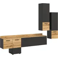 Freiraum Wohnwand >Goal< in Grau - 247x196x37cm (BxHxT)