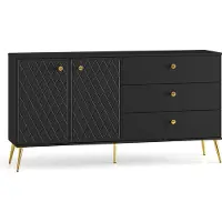 Petits-meubles Buffet Manoé mit 3 Schubladen und 2 Türen, Schwarz, 160cm