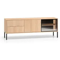 Petits-meubles TV-Möbel Paige mit 2 Schubladen und 2 Türen, Holzoptik und Schwarz, 160cm