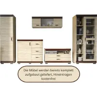 Meblomania KOMBO Wohnwand 5-teilig - Schrankwand, TV-Element, Kombi-Vitrine - Sonoma Eiche