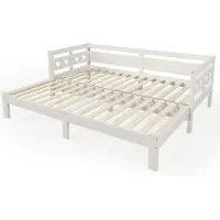 XTEILC Daybett Tagesbett ,Ausziehbar Bett,90*200cm,Kiefer massiv, mit 2. Schlafgelegenheit und Rollrost Herzform Bett