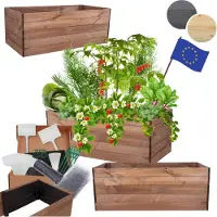 MODO24 Hochbeet Holz, Pflanzkasten, Massivholz, Kiefer, Kräuterbeet, Blumenkasten, Garten, Terrasse, 45x120x80 cm, Braun, ZP06
