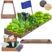 MODO24 Hochbeet Holz, Pflanzkasten, Massivholz, Kiefer, Kräuterbeet, Blumenkasten, Garten, Terrasse, 9x30x100 cm, Braun, ZP09