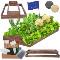 MODO24 Hochbeet Holz, Pflanzkasten, Massivholz, Kiefer, Kräuterbeet, Blumenkasten, Garten, Terrasse, 18x60x100 cm, Braun, ZP09