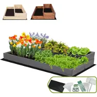 MODO24 Hochbeet Holz, Pflanzkasten, Massivholz, Kiefer, Kräuterbeet, Blumenkasten, Garten, Terrasse, 18x117x63 cm, Grau, ZP07