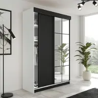 KIER FURNITURE Schiebegarderobe LAMARO mit Spiegel, Schrank Schlafzimmer, 138x205x59cm