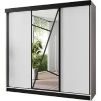 KIER FURNITURE Schrank mit Spiegel - Kleiderschrank mit Schiebetüren, 250x205x59 cm