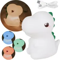 Sarcia.eu Mary's Silikon-LED-Nachtlicht T-Rex Dinosaurier, Einschlaflampe fürs Kinderzimmer, USB-aufladbar, Warmweiß & RGB