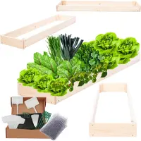 MODO24 Hochbeet Holz, Pflanzkasten, Massivholz, Kiefer, Kräuterbeet, Blumenkasten, Garten, Terrasse, 9x30x120 cm, Natur, ZP09