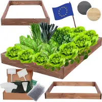 MODO24 Hochbeet Holz, Pflanzkasten, Massivholz, Kiefer, Kräuterbeet, Blumenkasten, Garten, Terrasse, 9x90x120 cm, Braun, ZP09