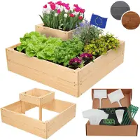 MODO24 Hochbeet Holz, Pflanzkasten, Massivholz, Kiefer, Kräuterbeet, Blumenkasten, Garten, Terrasse, 27x62x62 cm, Natur, ZP08