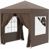 XTEILC Faltpavillon 2x2m mit 4 Seitenwänden und Fenstern, UV-Schutz, Gartenzelt inkl. Tragetasche, stabiler Stahl Oxford, Weiß