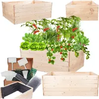 MODO24 Hochbeet Holz, Pflanzkasten, Massivholz, Kiefer, Kräuterbeet, Blumenkasten, Garten, Terrasse, 45x120x90 cm, Natur, ZP06