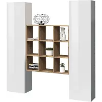 Freiraum Wohnwand >Benevent< (3-teilig) in Weiß Hochglanz - 170x180x30 (BxHxT)