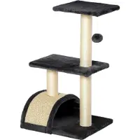Dopwii Kratzbaum 72 cm Katzenturm mit Plüschballen, Sisalstämme, Plattform, Kratzbrett mehrstöckiger Katzenkratzbaum, Kletterbaum, für mittelgroße Katzen, Grau