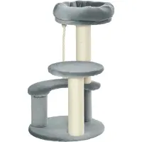 PawHut Katzenbaum Kletterbaum Spielbaum Katzenbett Katzenkratzbaum Grau