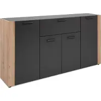 Freiraum Sideboard >Cento< in anthrazit / Nachbildung Artisan Oak - 162x83x34,5cm (BxHxT)